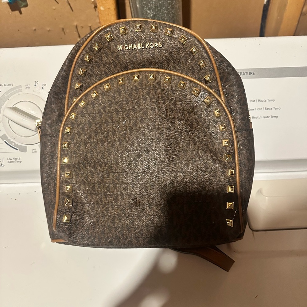 Michael Kors Brown Backpack with Gold Accents